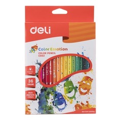 Карандаши цветные Deli Color Emotion EC00230 трехгран. липа 36цв. коробка/европод.