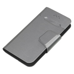Чехол (флип-кейс) DEPPA Wallet Fold, для универсальный 4.3-5.5&quot;, серый [87006]