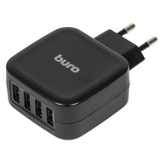 Сетевое зарядное устройство BURO TJ-286B Smart, 4xUSB, 5A, черный