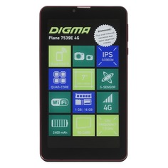 Планшет DIGMA Plane 7539E 4G, 1GB, 16GB, 3G, 4G, Android 7.0 черный [ps7155ml]