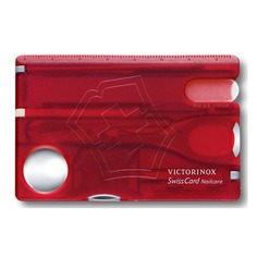 Швейцарская карта Victorinox SwissCard Nailcare (0.7240.T) красный полупрозначный коробка подарочная