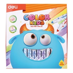 Фломастеры Deli EC10420 Color Kids смываемые 24цв. коробка картонная