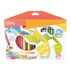 Фломастеры Deli EC10120 Color Emotion смываемые 24цв. коробка с европодвесом