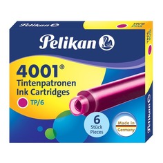 Картридж Pelikan INK 4001 TP/6 (321075) розовые чернила для ручек перьевых (6шт) Пеликан