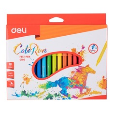 Фломастеры Deli EC10010 ColoRun Вентилируемый 18цв. коробка с европодвесом