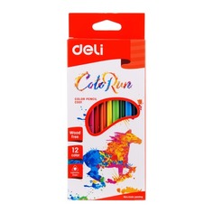 Карандаши цветные Deli ColoRun EC00100 трехгран. пластик 12цв. коробка/европод.