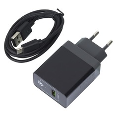 Сетевое зарядное устройство DF Tor-02, USB, USB type-C, 3A, черный