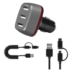 Автомобильное зарядное устройство DF AutoTor-06, 3xUSB, microUSB/USB type-C, 2.4A, черный