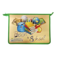 Папка для тетрадей Silwerhof 671908 В школу A4 340х245х40мм 1отд. пласт./лам.карт. на молнии