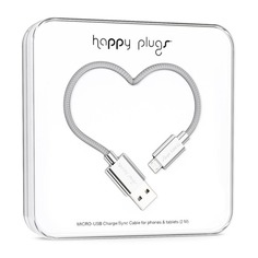 Кабель Happy plug, micro USB B (m) - USB A(m), 2м, серый [00157011] Noname