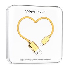 Кабель Happy plug, micro USB B (m) - USB A(m), 2м, золотистый [00155104] Noname