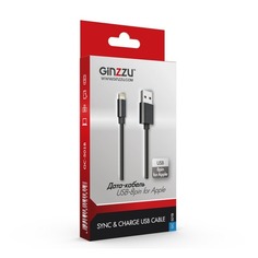 Кабель GINZZU Lightning (m) - USB A(m), 1.0м, черный [gc-501b]