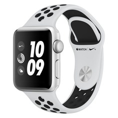Смарт-часы APPLE Watch Series 3 Nike+, 38мм, серебристый / платиновый [mqkx2ru/a]