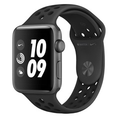 Смарт-часы APPLE Watch Series 3 Nike+, 42мм, темно-серый / черный [mql42ru/a]