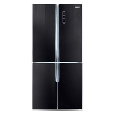 Холодильник GINZZU NFK-510, трехкамерный, черное стекло
