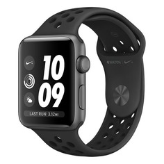 Смарт-часы APPLE Watch Series 3 Nike+, 38мм, темно-серый / черный [mtf12ru/a]