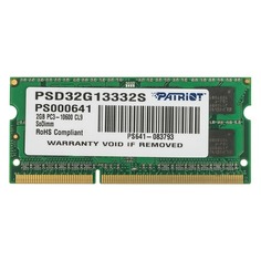 Модуль памяти PATRIOT PSD32G13332S DDR3 - 2Гб 1333, SO-DIMM, Ret Патриот