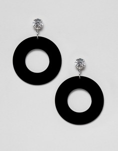 Черные серьги-подвески со стразами и резиновым кольцом Missguided - Черный