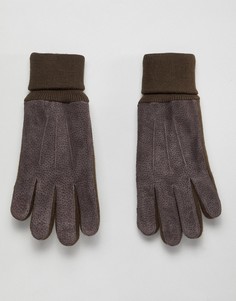 Замшевые перчатки с вязаными манжетами Dents - Коричневый