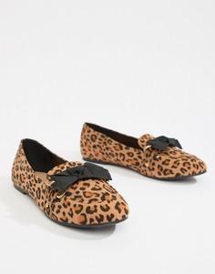 Лоферы с леопардовым принтом и бантами Boohoo - Мульти