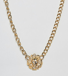 Золотистое массивное ожерелье-цепочка с подвеской-львом Glamorous - Золотой