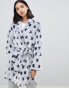 Серый халат с принтом логотипа DKNY - Серый
