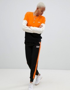 Спортивные брюки с контрастными полосками и логотипом Fila - Черный