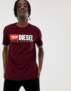 Бордовая футболка с логотипом Diesel T-Just-Division Industry - Красный