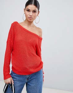 Вязаный джемпер с глубоким вырезом на спине Missguided - Красный