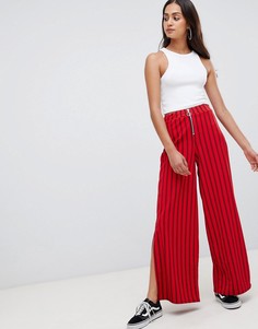 Расклешенные брюки в тонкую полоску с молнией Wednesdays Girl - Красный