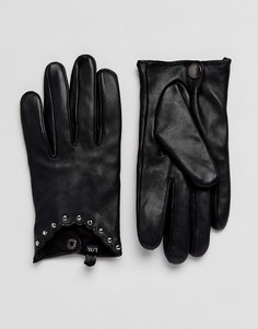 Кожаные водительские перчатки с заклепками Alice Hannah - Черный