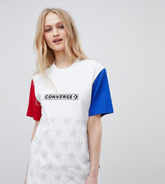 Эксклюзивная футболка бойфренда колор блок Converse - Белый