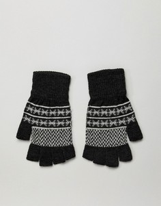 Серые перчатки без пальцев с узором Фэйр-Айл ASOS DESIGN - Серый