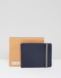 Темно-синий кожаный бумажник с эластичной лентой ASOS DESIGN - Темно-синий