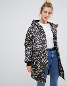 Стеганая куртка с леопардовым принтом Soaked In Luxury - Мульти