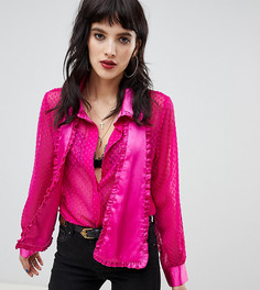 Атласная блузка с бантом-завязкой Dusty Daze - Розовый