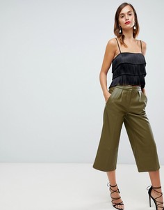 Forever Unique faux leather culottes - Зеленый