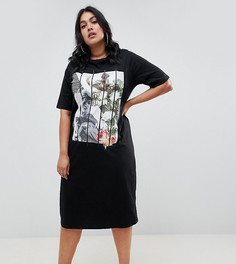 Платье-футболка миди с фотопринтом ASOS DESIGN Curve - Мульти