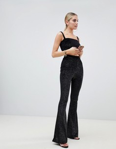 Комбинируемые черные блестящие брюки клеш Fashionkilla - Черный