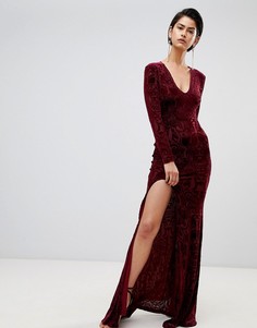 Платье макси с бархатистым рисунком Forever Unique - Красный