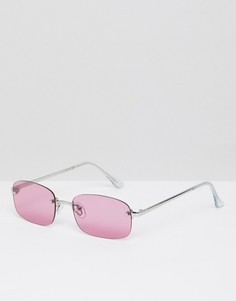 Квадратные розовые солнцезащитные очки без оправы ASOS DESIGN - Розовый