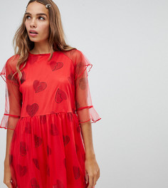 Платье из сетки со стразами Cli Cli By Clio Peppiatt - Красный