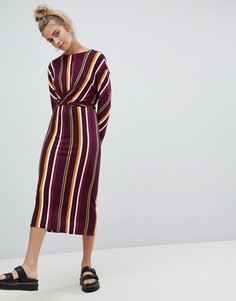 Платье в полоску с поясом Bershka - Мульти