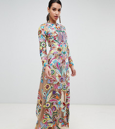 Разноцветное премиум-платье макси с вышивкой A Star is born - Мульти