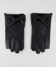 Кожаные перчатки для сенсорных экранов с бантами ASOS DESIGN - Черный
