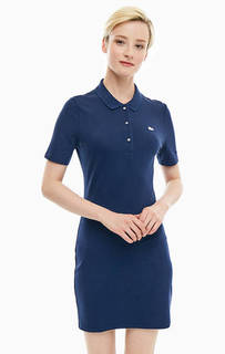 Короткое синее платье из хлопка Lacoste