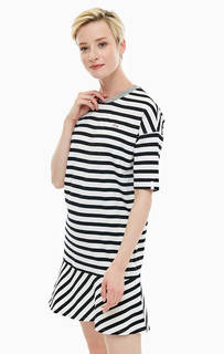 Хлопковое платье-футболка в полоску Lacoste