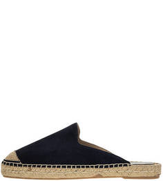 Синие замшевые мюли на плетеной подошве Unisa