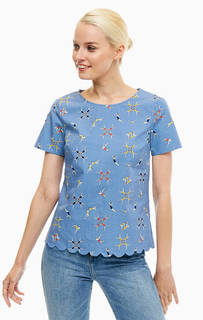 Синяя хлопковая блуза с короткими рукавами Sugarhill Boutique