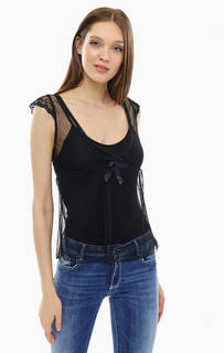 Черная полупрозрачная блуза с дополнительным топом Met